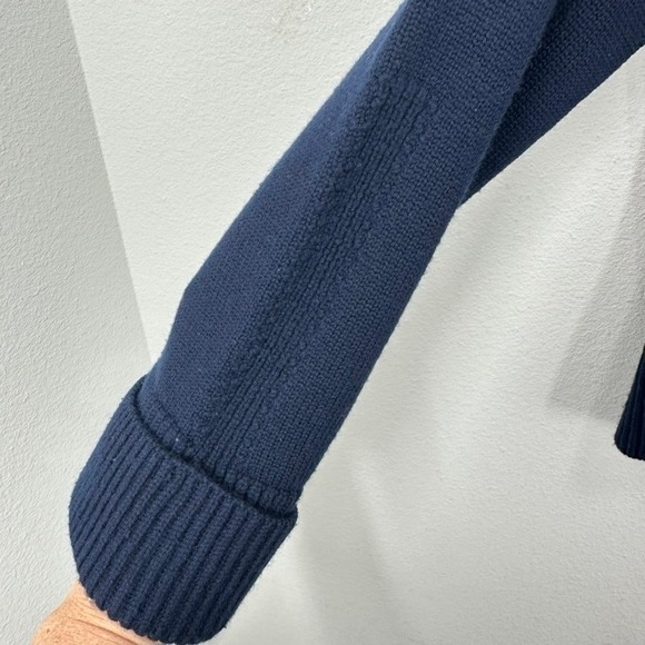 Magaschoni Preppy Collared V Neck Sweater Women's Size S Navy Blue Knit‎ Chic - Picture 7 of 8